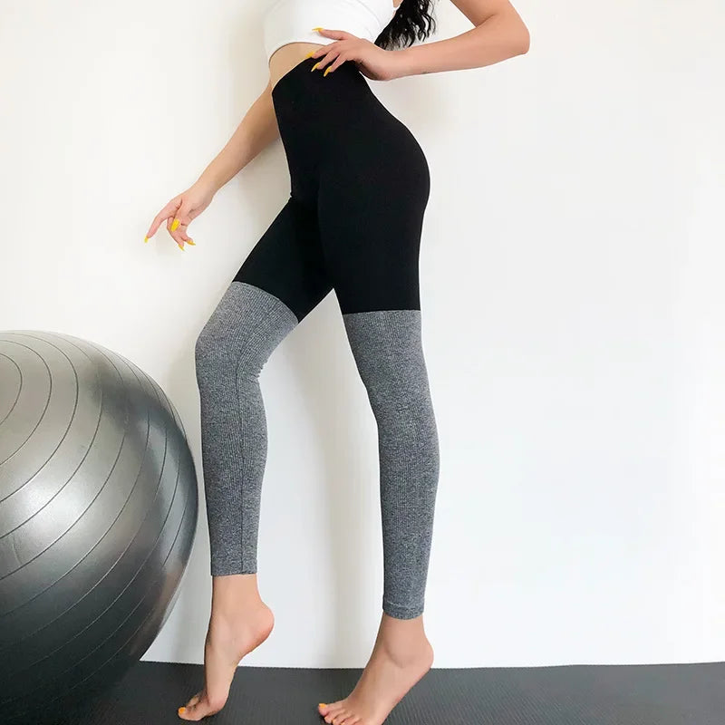 Yoga Pant Women Seamless Sport Leggings Hit Color Running Trouser High Waist Quick Dry Workout Fitness Tights Gym Leggings Female