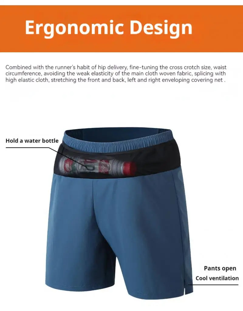 (S-5XL)Quick Dry Single Layer Marathon Trail Running Shorts with Mesh Net Waist Pouch for Fitness Workout Sport Shorts Men Teens