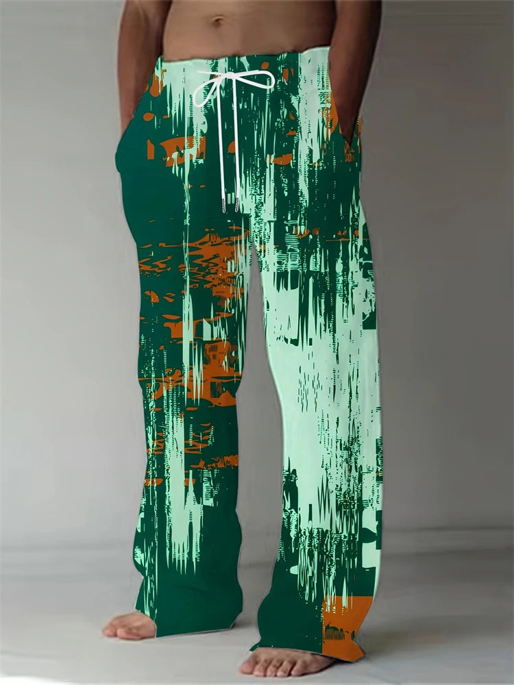 Spring And Summer Men's Casual Pants Fashion Digital Gradient Printing Men's Sweatpants Men's Loose Drawstring Hawaii Beach Pant