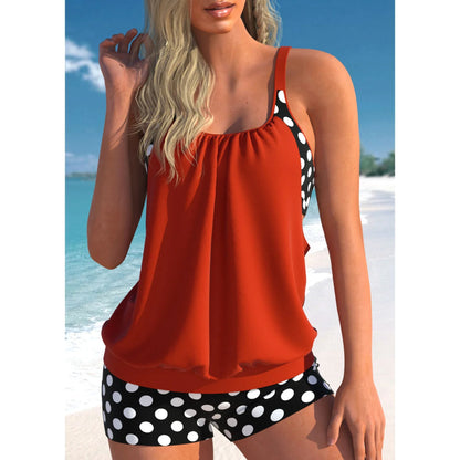 Women's High-quality Summer Vacation Swimsuit, Plain Printed Top and Strapless Beach Swimsuit S-6XL