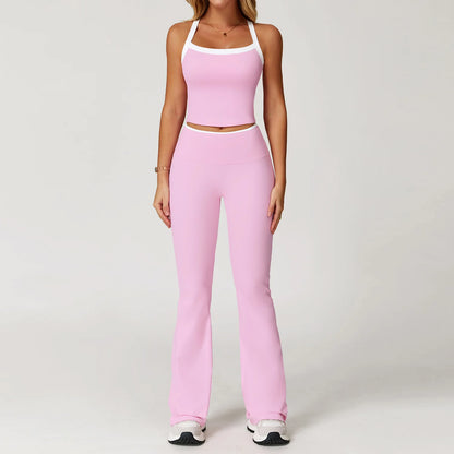 2PCS Women Tracksuit Yoga Set Nude Workout Sets Gym Clothes Push Up Fitness Running Sportwear Sport Bra Leggings Suit