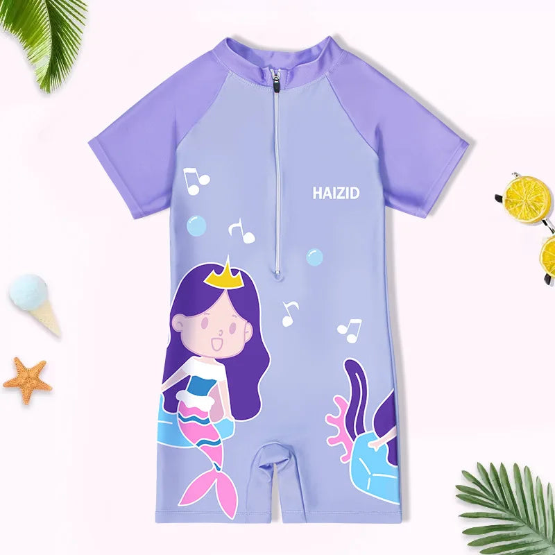 Kids Swimsuit Cute Cartoon Boy Girl One-piece Swimsuit Small, Medium and Big Kids Swimsuit Baby One-piece Swimsuit