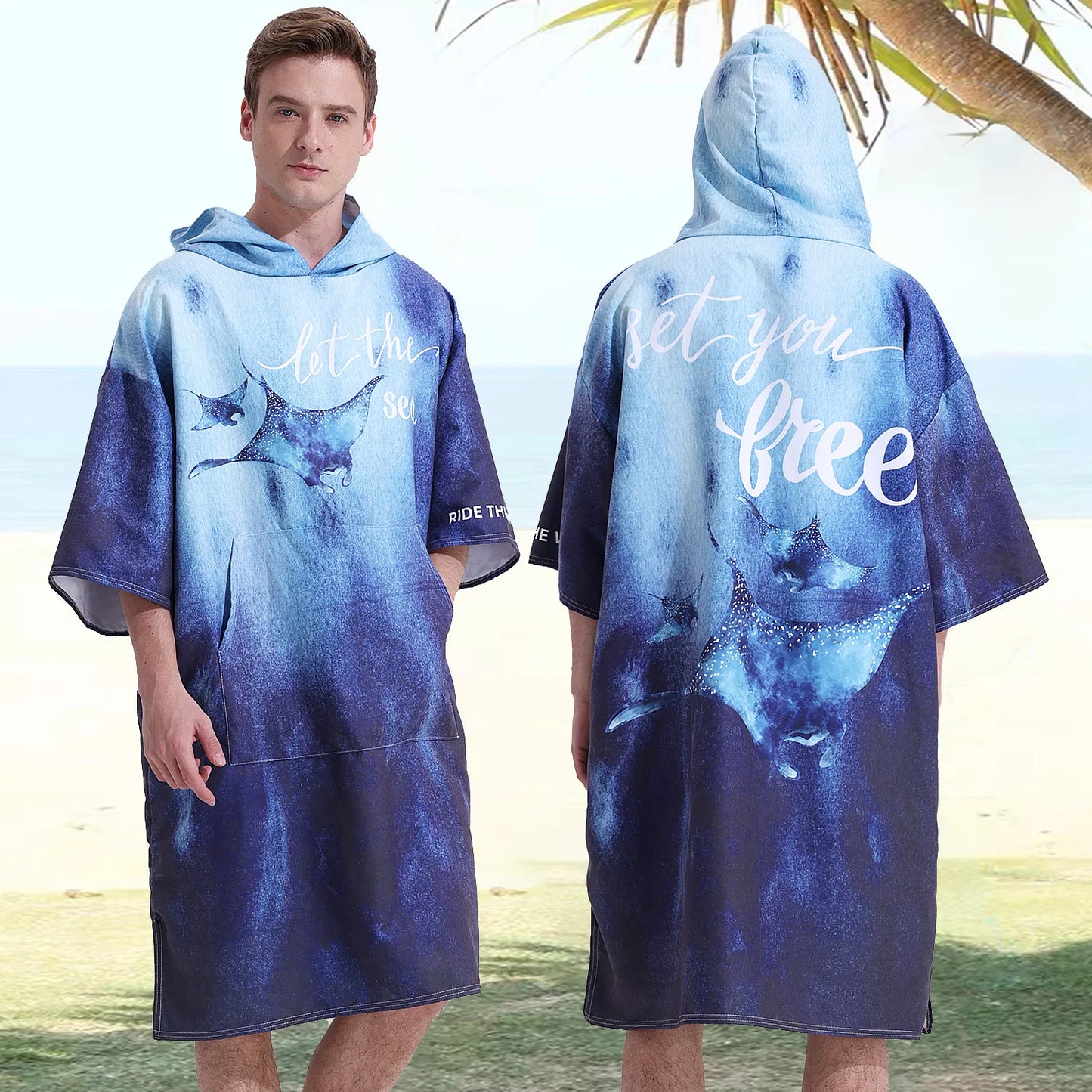 Poncho Towel Change Robe Poncho Quick-drying Hooded Bath Towel Swimming Robe Beach Swimming Surfing Towel Adult