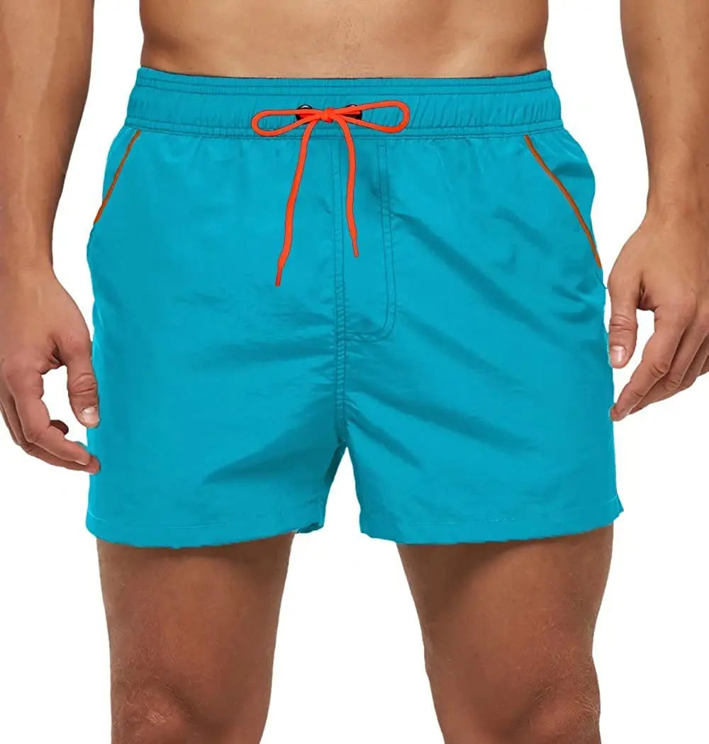 Men Summer Swim Shorts Swimwear Trunks Swimsuits Quickly Dry Surf Beach Board Elastic Waist Swim Pants Surfing Shorts with Mesh