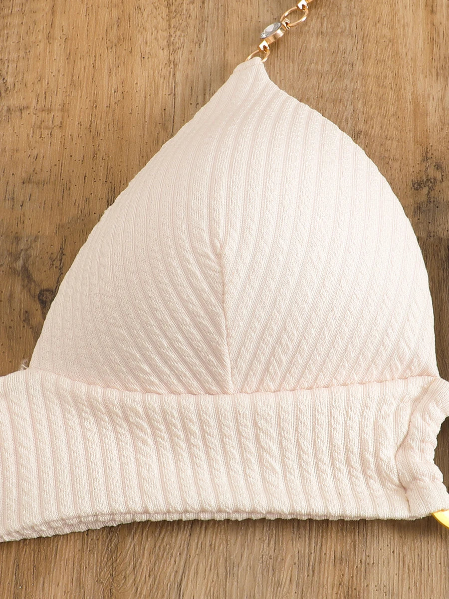 Halter String Ring Link Bikini Women Swimwear Female Push Up Swimsuit Bathers Bathing Swimming Suit Beachwear Summer