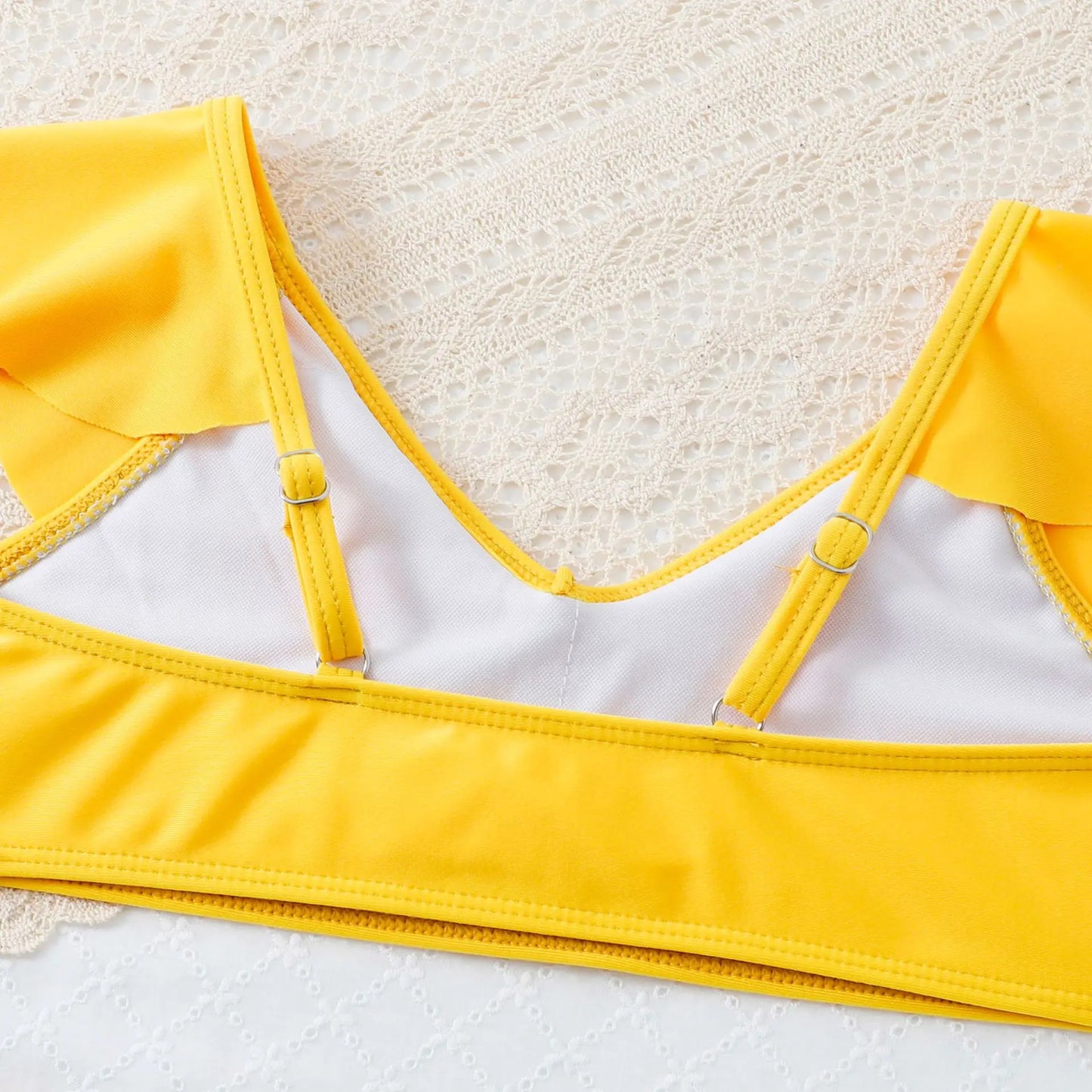 Girls Ruffle Bikini Two Pieces Swimsuit Kids Print Off Shoulder Children's Swimwear 7-12Years Teenager Bathing Suit Beach Wear