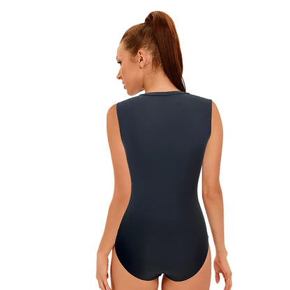 zipper front Black Modest  One Pieces Swimsuit for Women  Slimming Monokini  Slimming Swimwear Surfing Wear