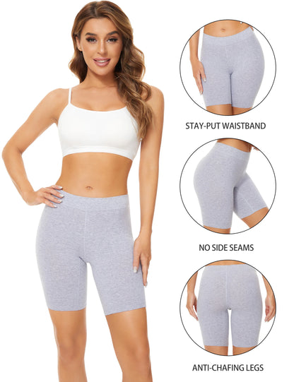 Pack Of 4 Women's Cotton Boxer Shorts Underwear High Waisted Briefs Anti Chafing Biker Shorts(Regular & Plus Size) for Work Sports