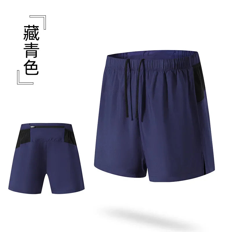 Running Shorts Men Double Deck Sports Shorts with Pockets Fitness Gym Wear Men's Workout Basketball Training Jogging Short Pants