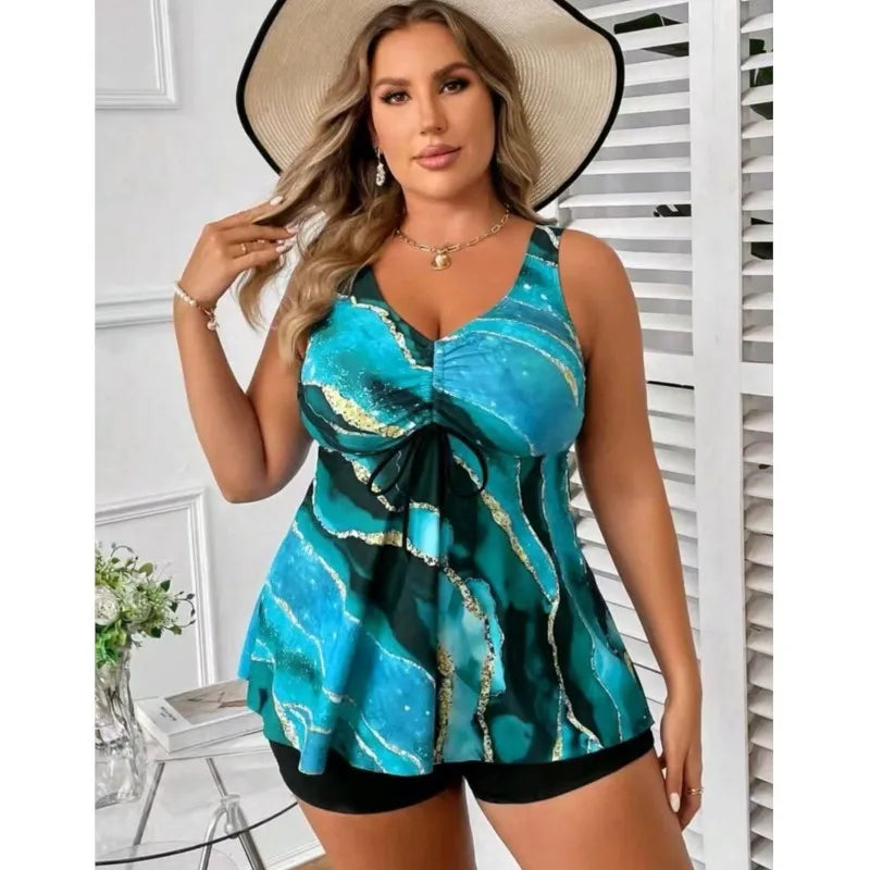 L-5XL Plus Size High Waist Bikini Women's Push Up Large Size 3XL 4XL Swimsuit Summer Tummy Control Swimwear Tankini Sets
