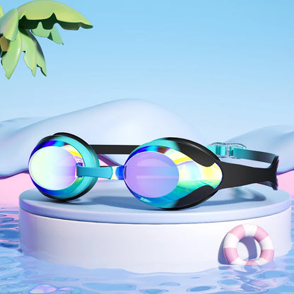 Kids Swimming Goggles Anti-fog Waterproof HD View Children Swim Goggles for Boys and Girls Electroplate and Clear Lens to Choose