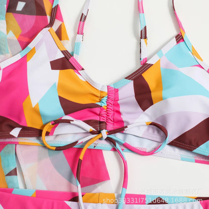 Summer Print Bikinis Swimwear Female Swimsuit Beachwear Push Up Three-Piece Bikini Set Women Swimming Bathing Suit