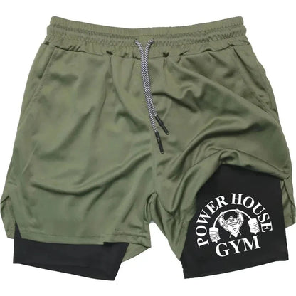 Camouflage running shorts for men's gym sports shorts 2-in-1 quick drying exercise training gym fitness jogging shorts for summer