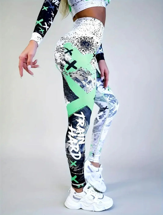 Fashion Street Cool Sports Leggings For Women Hip Hop Style High Waist Elastic Pant Daily Running Dancing Comfortable Yoga Pants