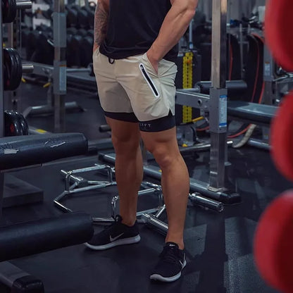 Running Training Men's Sports Shorts Double-layer Anti-glare Quick-drying Fitness Shorts