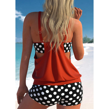 Women's High-quality Summer Vacation Swimsuit, Plain Printed Top and Strapless Beach Swimsuit S-6XL