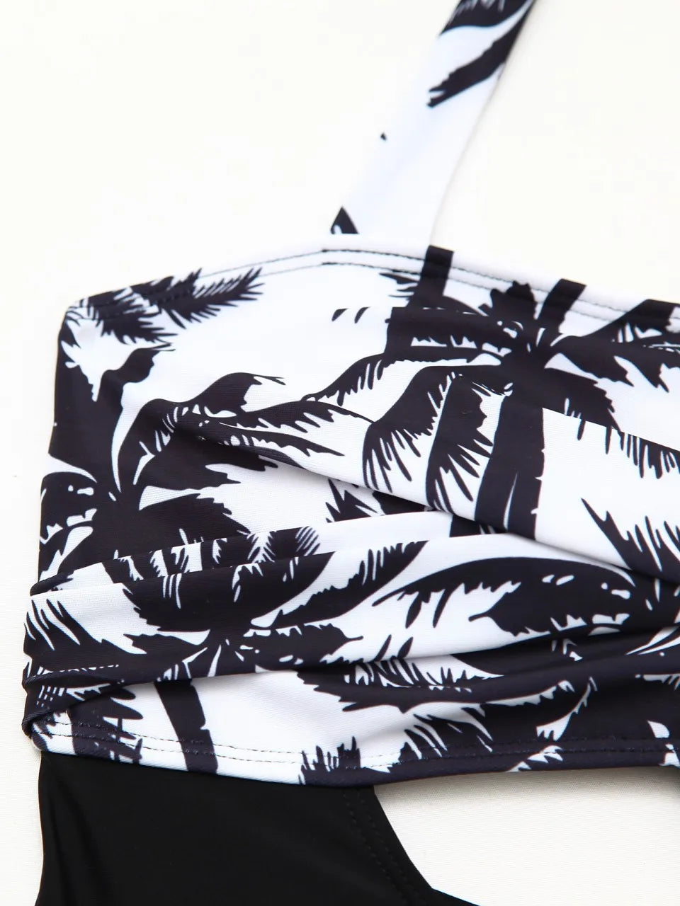 Halter Hollow Swimsuit Ruffle Slit Skirt Two Pieces Tankini With Brief Women Printed Swimwear Female Bathers Bathing Swimming Suit Beachwear