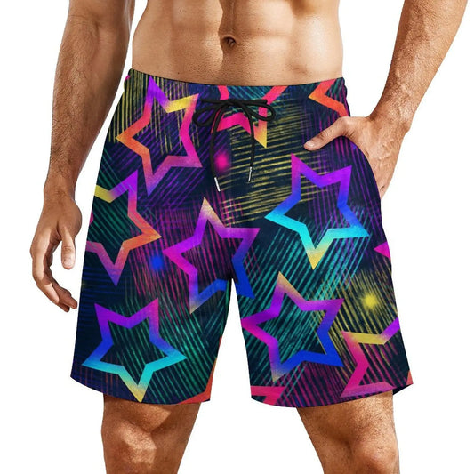 Summer Colorful Star 3D Print Beach Shorts Men Women Fashion Oversized Surfing Board Sport Pants Swimsuits Trunks Kid Clothing