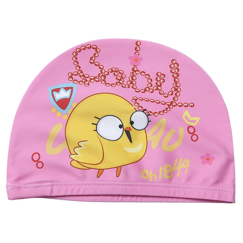 Children Cartoon Swimming Cap Kids Elastic Fabric Swimming Pool Water Sport Protect Ears Hat Swim Bathing Hats Caps Boys Girls