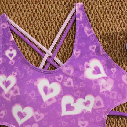 Purple Girls One Piece Swimsuit 8-12 Year Kids Swim Suit Teenagers Children's Swimwear Bathing Suits Beach Wear Bodysuit