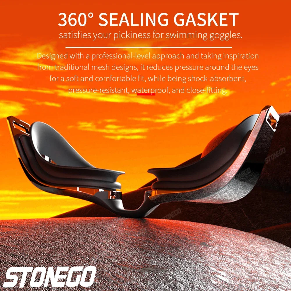 HD Anti Fog Swim Goggles Wide Angle Lens Comfortable Fit Adjustable Nose Bridge Stylish Design for Swimming Sports