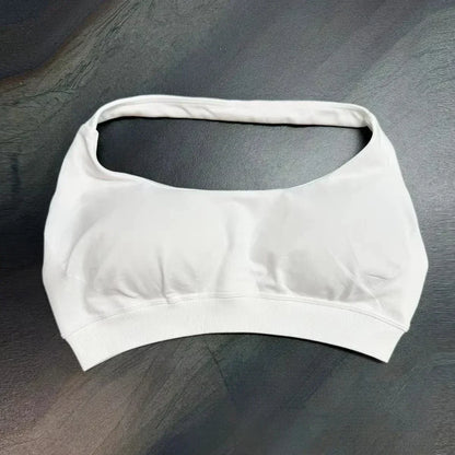 Halter Sports Bra for Women Neck Strap Bra Seamless Open Back Top Medium Support Gym Crop Top Stretchy Sportswear