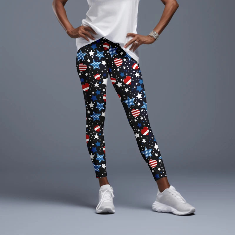 Women High Waist Elastic Pants Fashion High Waist 3D Print Fitness Yoga Gym Leggings