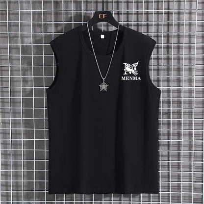 Plus Size Men's Sleeveless T-shirt Oversized Loose Solid Color O-Neck T-shirt XL-12XL/60-180KG