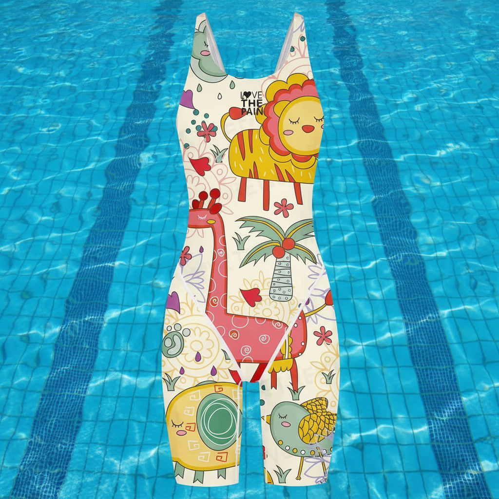 Love The Pain Female One Piece Swimsuit Bodysuit Multifunctional Training Professional Sports Competition Swimwear Bathing Suit