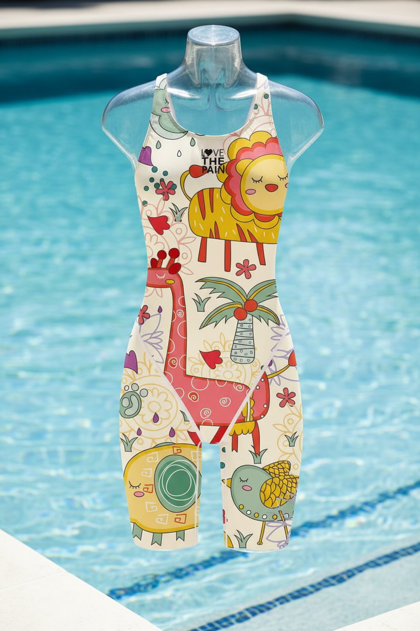 Love The Pain Female One Piece Swimsuit Bodysuit Multifunctional Training Professional Sports Competition Swimwear Bathing Suit