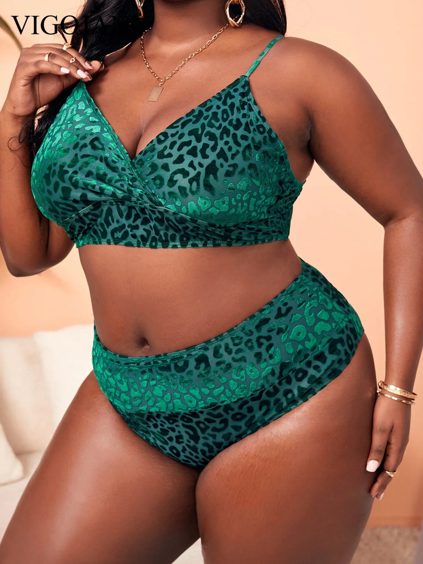 Large Leopard Print Swimwear Women Plus Size Lace Up Separate Swimsuit 2 Piece High Waist Bikini Set Bathing Suit