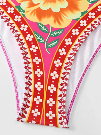 Ruffle Push Up Swimwear Women One Piece Floral Swimsuit Vintage Bather Bathing Swimming Swim Suit Beachwear Summer Bodysuit