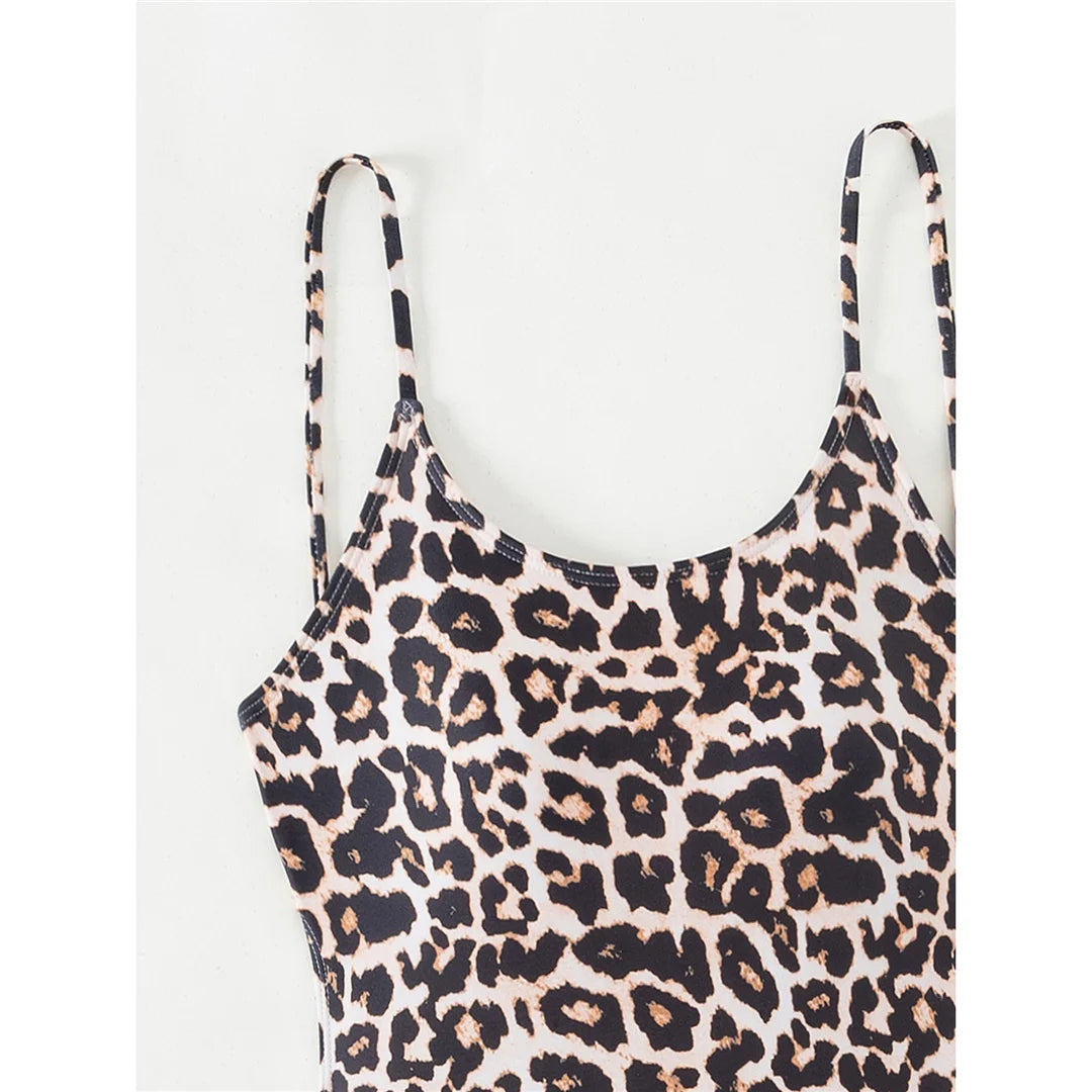 S - XL Leopard Backless High Leg Cut Women Swimwear One Piece Swimsuit Female Monokini Padded Bather Bathing Suit Swim