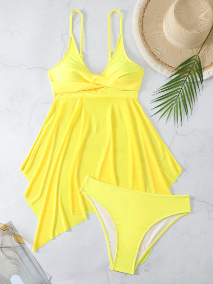 VigoCasey Solid Strapped Swimwear Women Mesh Patchwork Tankini Set Backless Push Up Swimsuit Summer Beach Bathing Suit