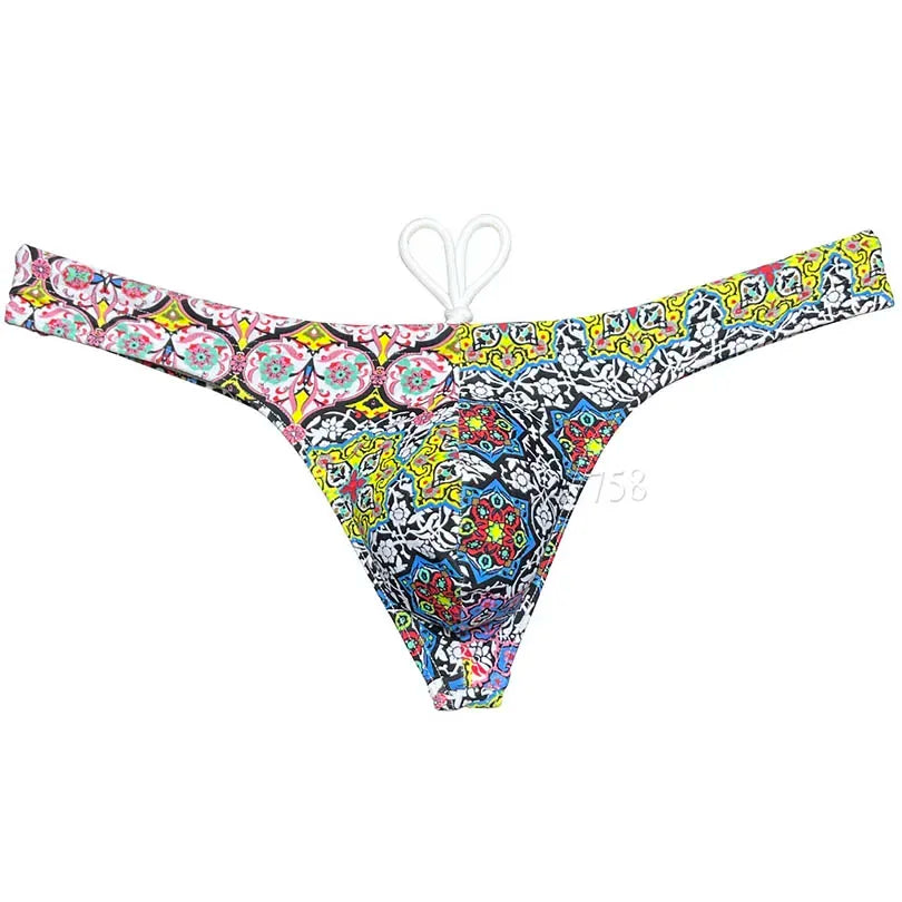Men's Bikini Swimwear Ice Silk Lining Micro Tangas Swim Thong Swimsuit Beachwear Surfing Trunks