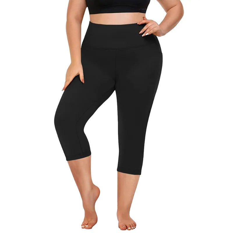 Women's Milk Silk Yoga Pants Plus Size High-Waisted Workout Leggings with Side Pockets, European Fit Gym To Street Activewear