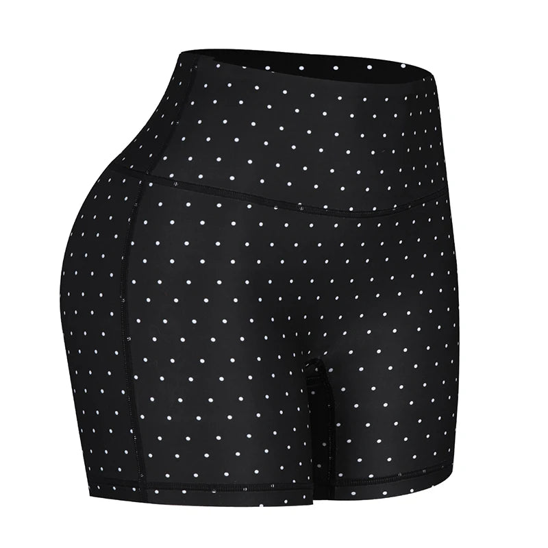 Polka Dot Print Yoga Shorts for Women High Waist Fitness Workout Tights Tummy Control Gym Running Biker Shorts Activewear