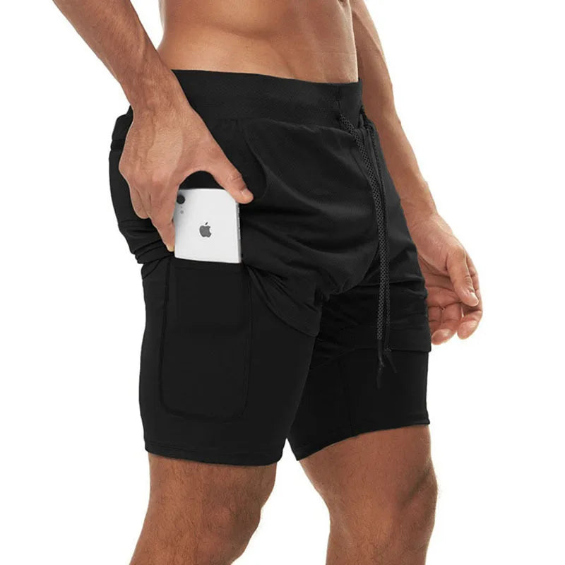 Running Shorts Men 2 In 1 Quick Dry Gym Shorts Double Deck Training Short Pants Fitness Workout Sport Jogging Summer Men Shorts