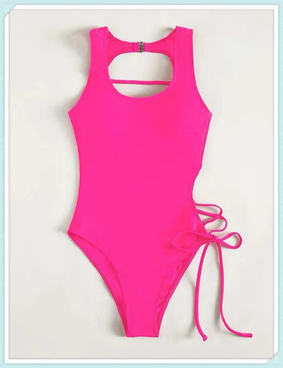 Lace Up Back Swimsuit One Piece Printed Swimwear Women Backless Bathing Swimming Suit Female Padded Beachwear Bodysuit