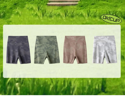 BIVIGAOS Summer Camouflage Green Sharkskin Biker Shorts Knee Length Short Leggings Women Casual Sports Cycling Shorts