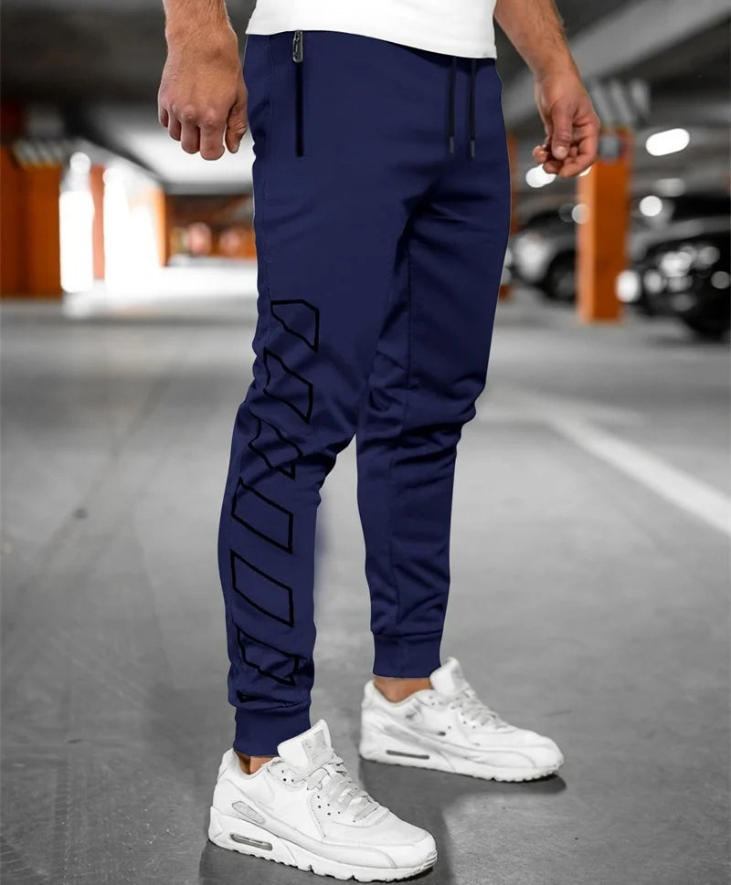 Spring Autumn Zipper pocket Men pants Comfortable quick-dry sweatpants printing trousers Men Slim Fit casual Sports Pants