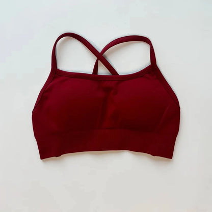 Halter Sports Bra for Women Neck Strap Bra Seamless Open Back Top Medium Support Gym Crop Top Stretchy Sportswear