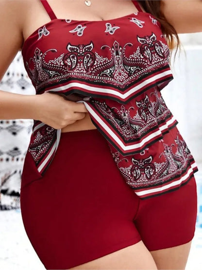 L-4XL Plus Size Tankini Women's Push Up Big Large Size Swimsuit Tummy Control Swimwear Tankini Sets