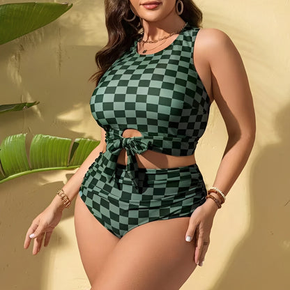 Large Plus Size Bikinis High Neck & Waist Swimsuit Women 2 Pieces Swimwear Female Bathers Bathing Swimming Swim Suit  4XL
