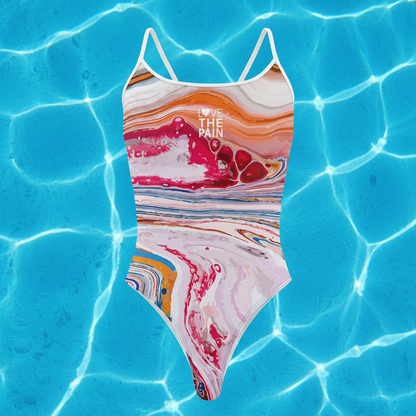 One Piece Thin Shoulder Straps Swimsuit for Women Fitness Race Swimwear Monokini Bathing Suit Comfortable Beachwear
