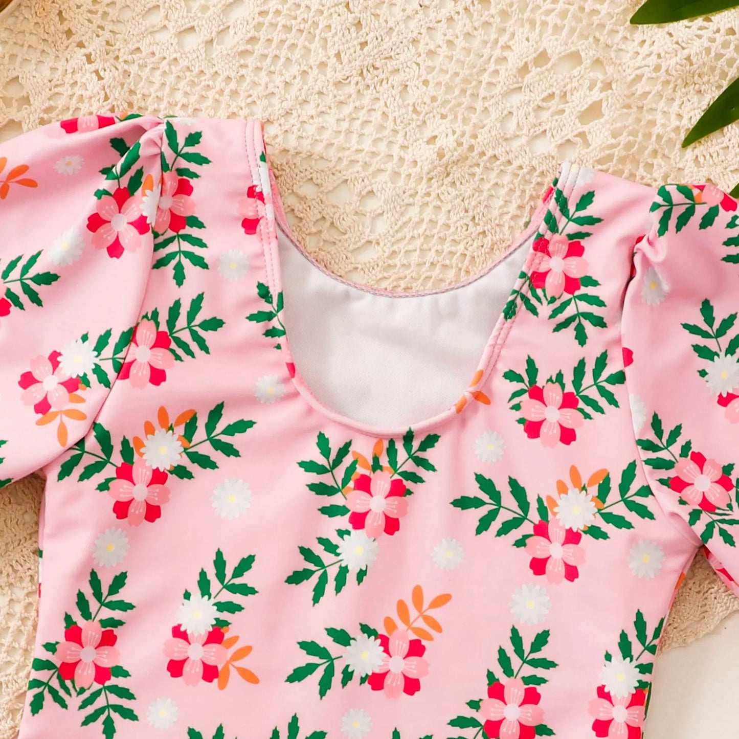 Retro Teenage Girls One Piece Swimsuit 7-12 Years Kids Swim Suit Short Sleeve Swimwear Beachwear Children's Bathing Suits Summer