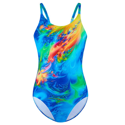 One-Piece Swimwear Kids Girl Allover Colorful Print Swimsuit Bikini Cut Bottom Sleeveless Beach Pool Toddler