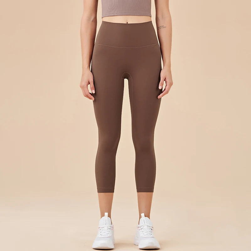 Women's High-Waisted Capri Yoga Leggings with Hidden Pocket