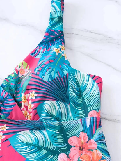 Leaf Print Two-Piece Swimsuit Women Swimwear Plus Size Tankini Sets Female Beachwear Bathing Suit Women Swimming Suits