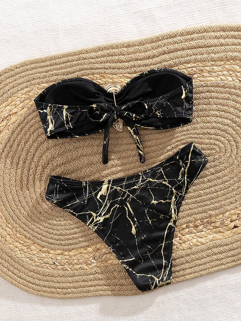 Seashell Bandeau Bikini Women Swimsuits Female Swimwear Thong Bikini Set Brazilian Biquini Swimming Suit Beachwear